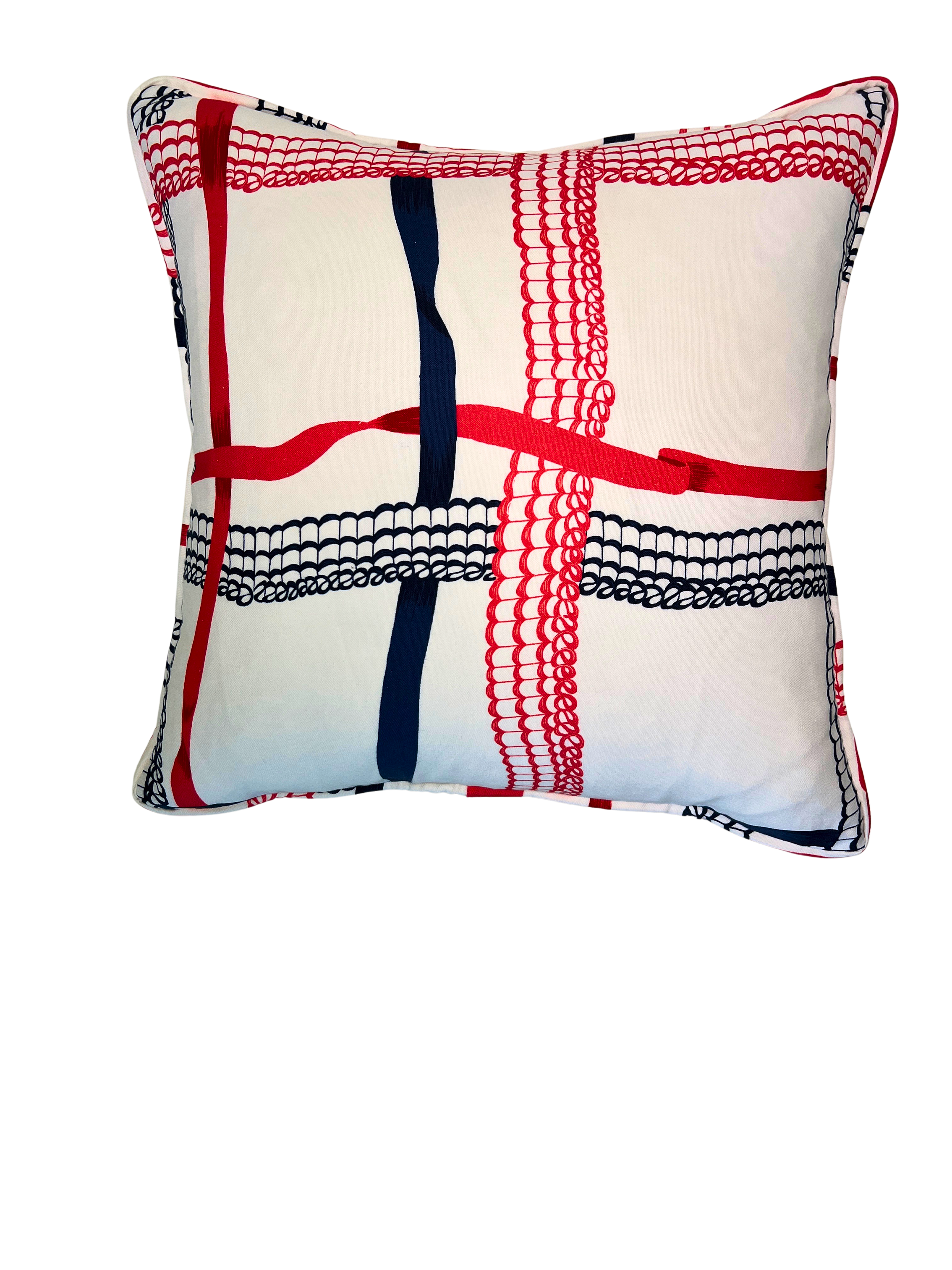 Nahant Ribbon Throw Pillow - Red/Blue