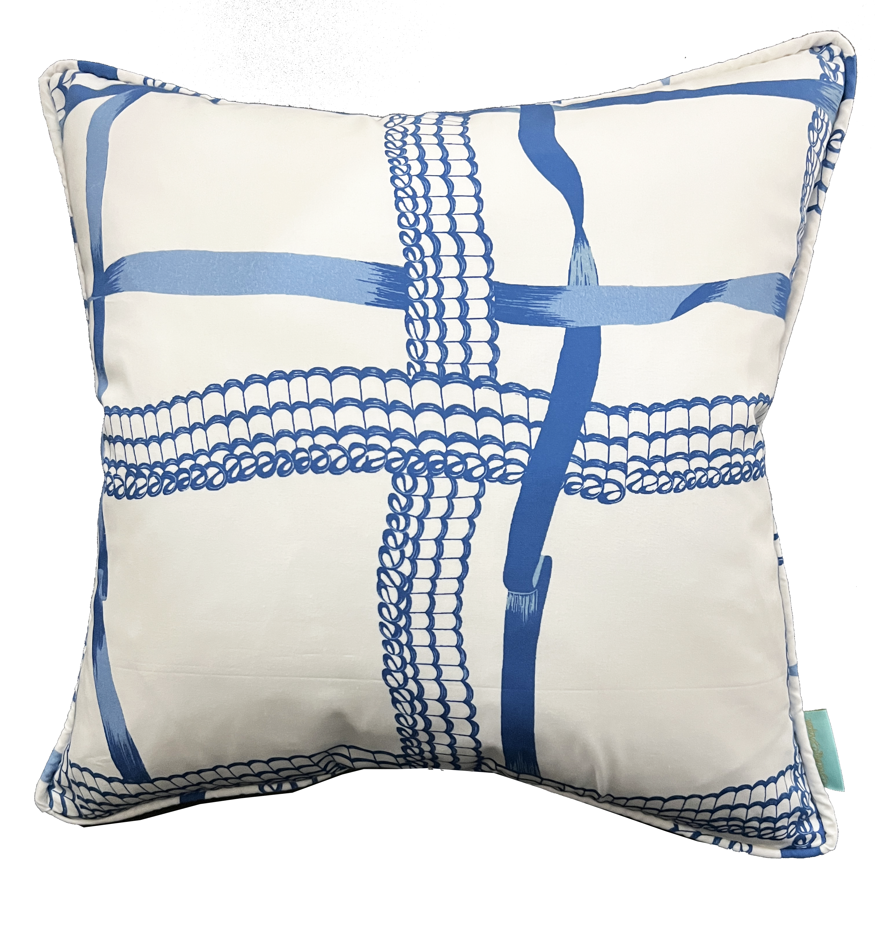 Nahant Ribbon Throw Pillow - Blues