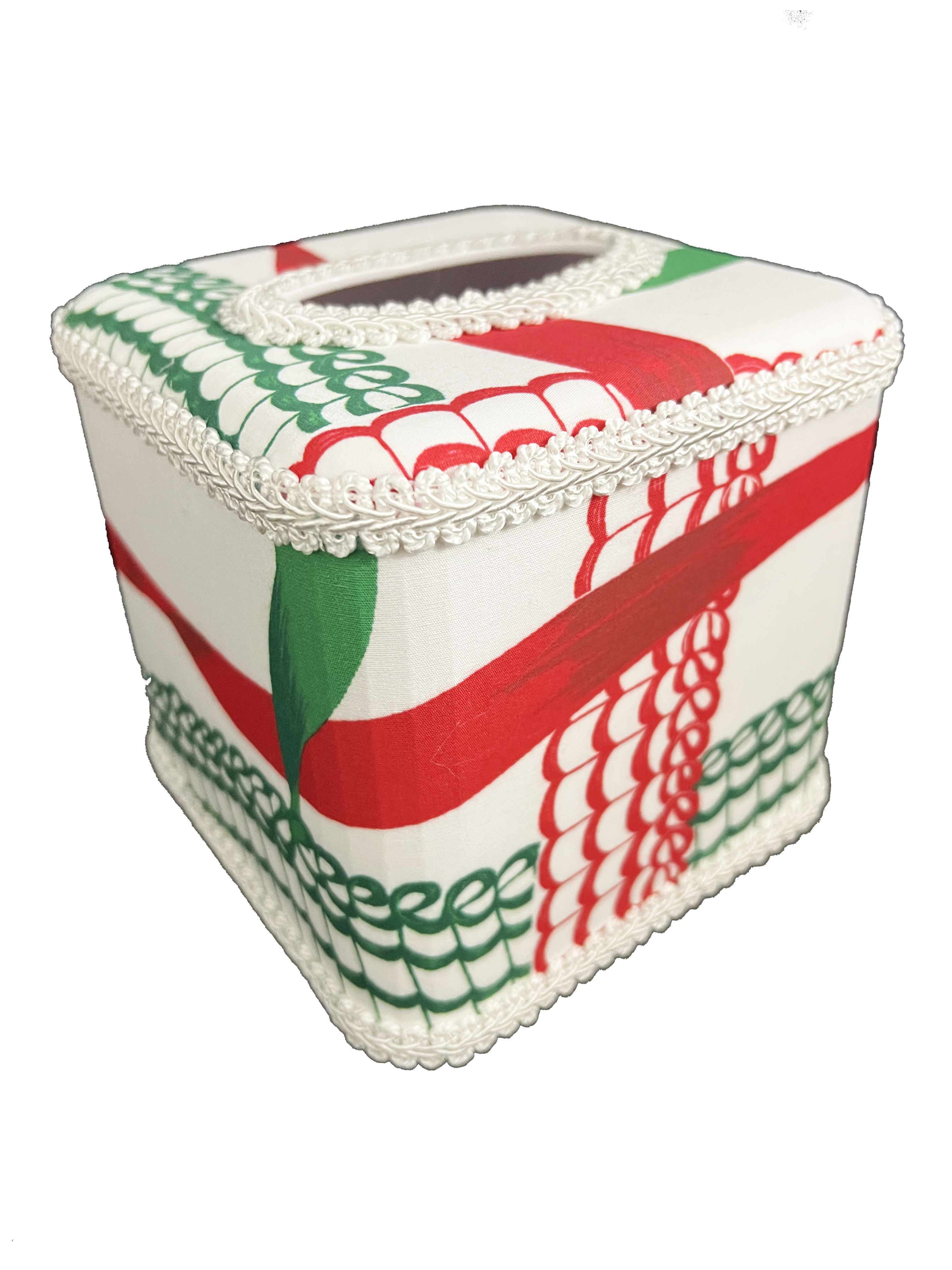 Draper Fabric Tissue Holder - New England Ribbon Festive