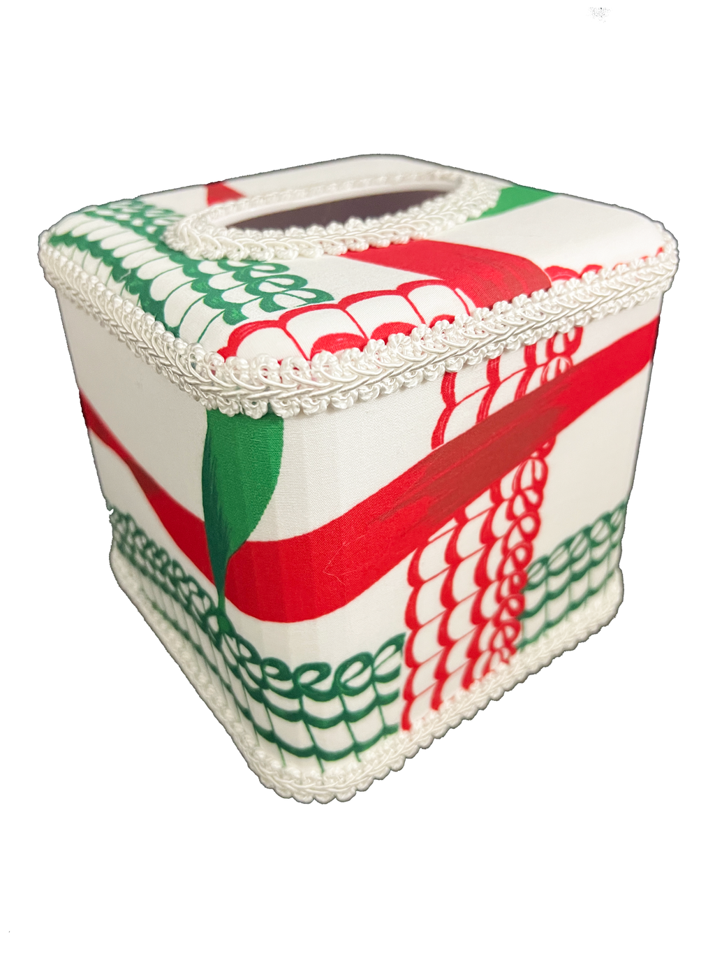 Draper Fabric Tissue Holder - Nahant Ribbon Festive