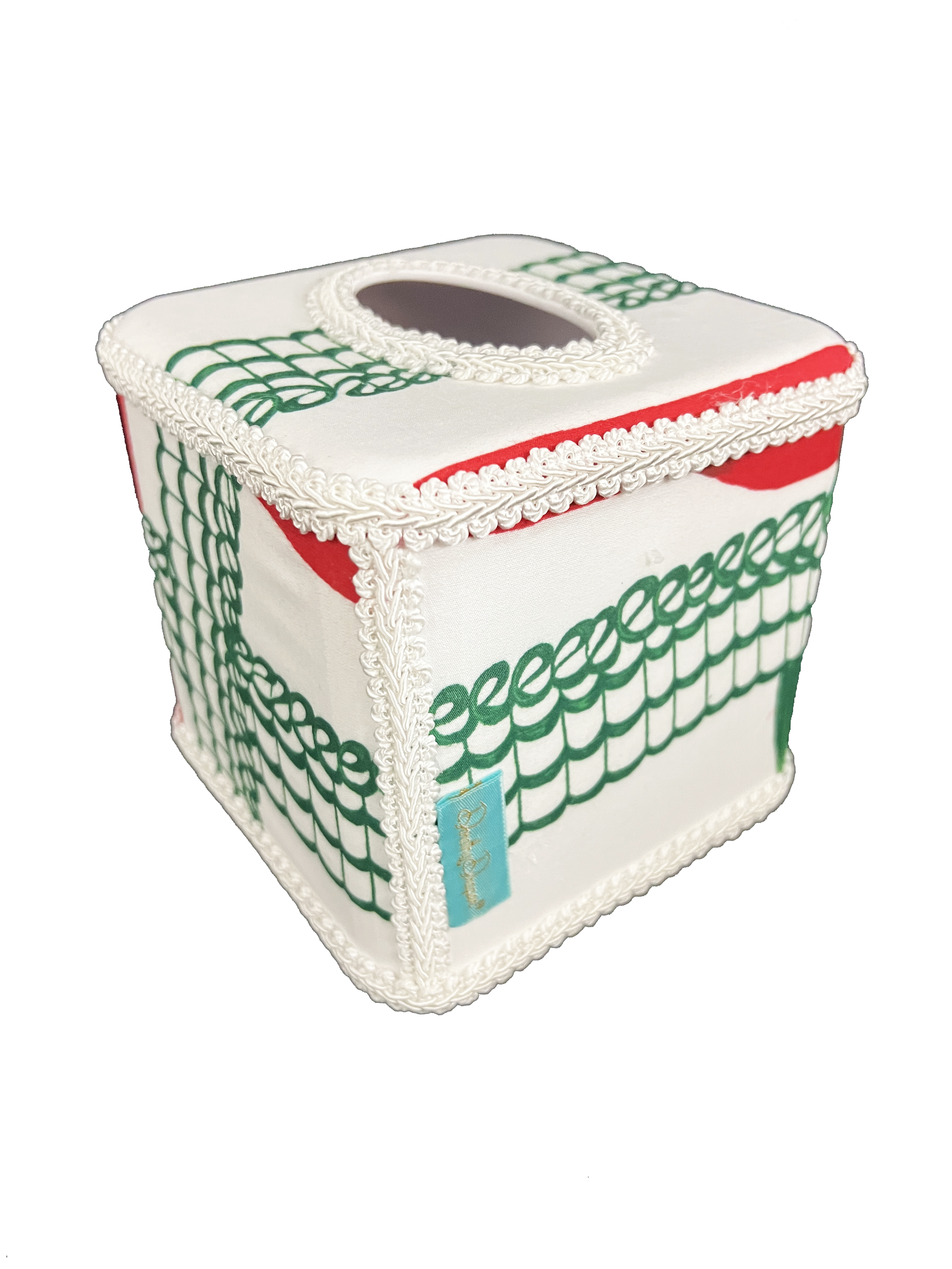 Draper Fabric Tissue Holder - New England Ribbon Festive
