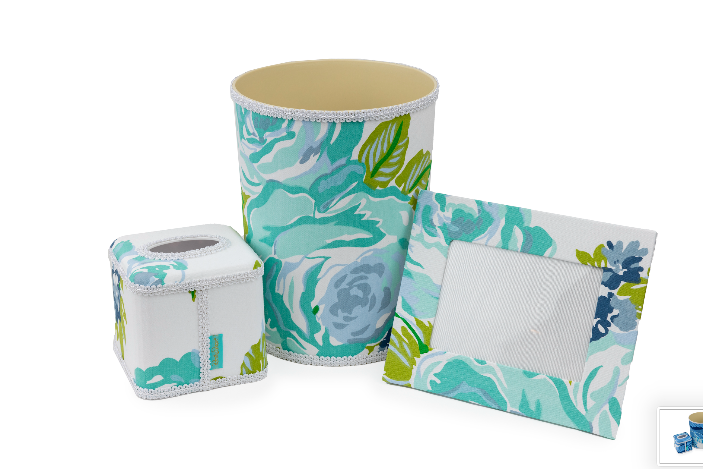 Draper Fabric Tissue Holder - Princess Grace Rose Blue