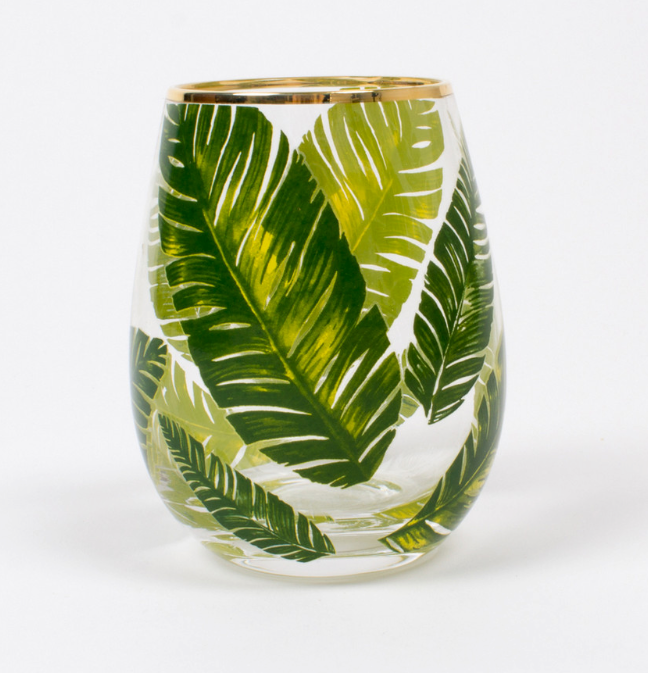 Banana Leaf Stemless Wine Glass