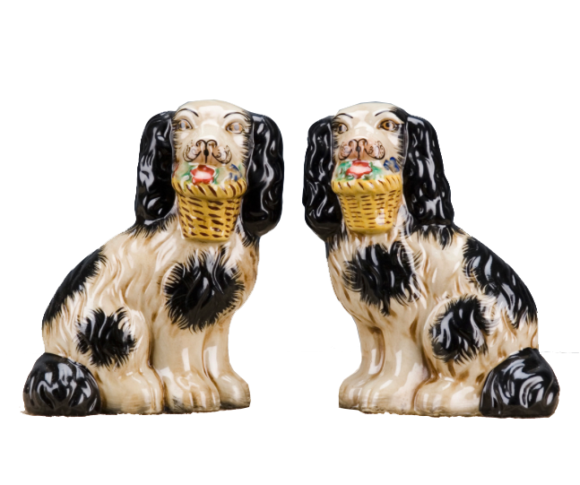 Staffordshire Dog with Basket - Black
