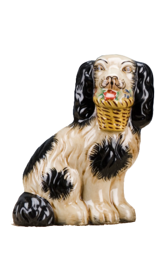Staffordshire Dog with Basket - Black