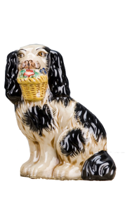 Staffordshire Dog with Basket - Black