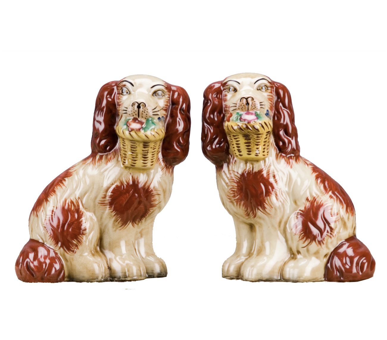 Staffordshire Dog with Basket - Rust
