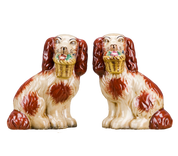 Staffordshire Dog with Basket - Rust