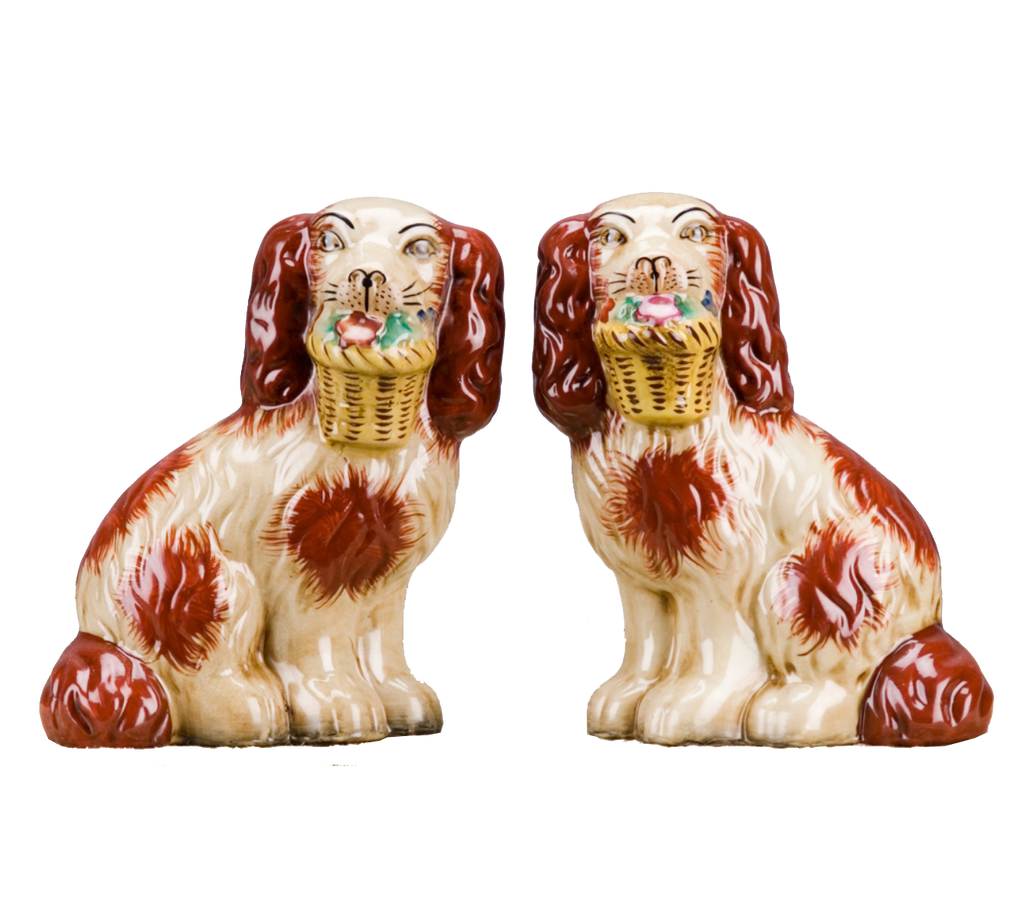 Staffordshire Dog with Basket - Rust