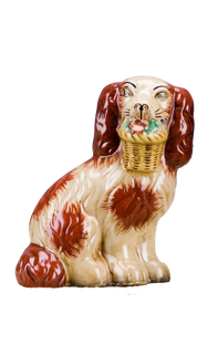 Staffordshire Dog with Basket - Rust