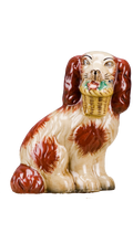 Staffordshire Dog with Basket - Rust