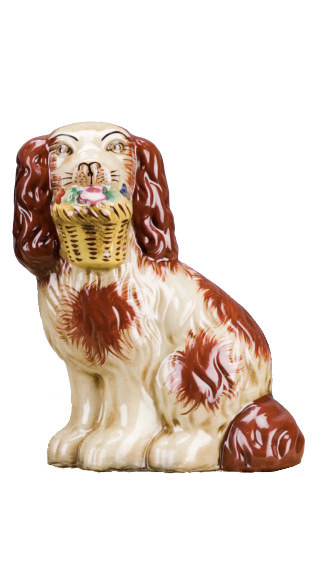 Staffordshire Dog with Basket - Rust