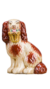 Staffordshire Dog with Basket - Rust