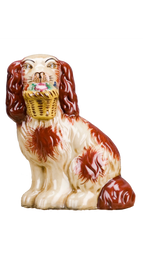 Staffordshire Dog with Basket - Rust