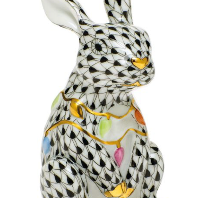 Herend Bunny With Christmas Lights
