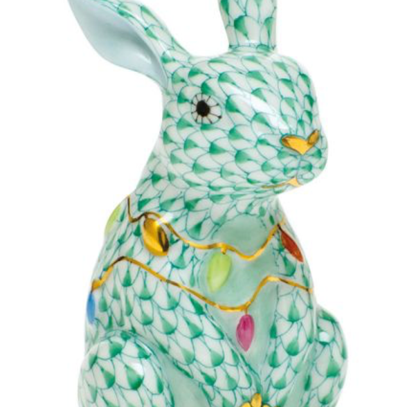 Herend Bunny With Christmas Lights