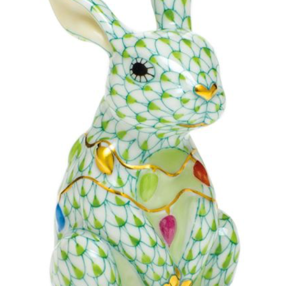 Herend Bunny With Christmas Lights