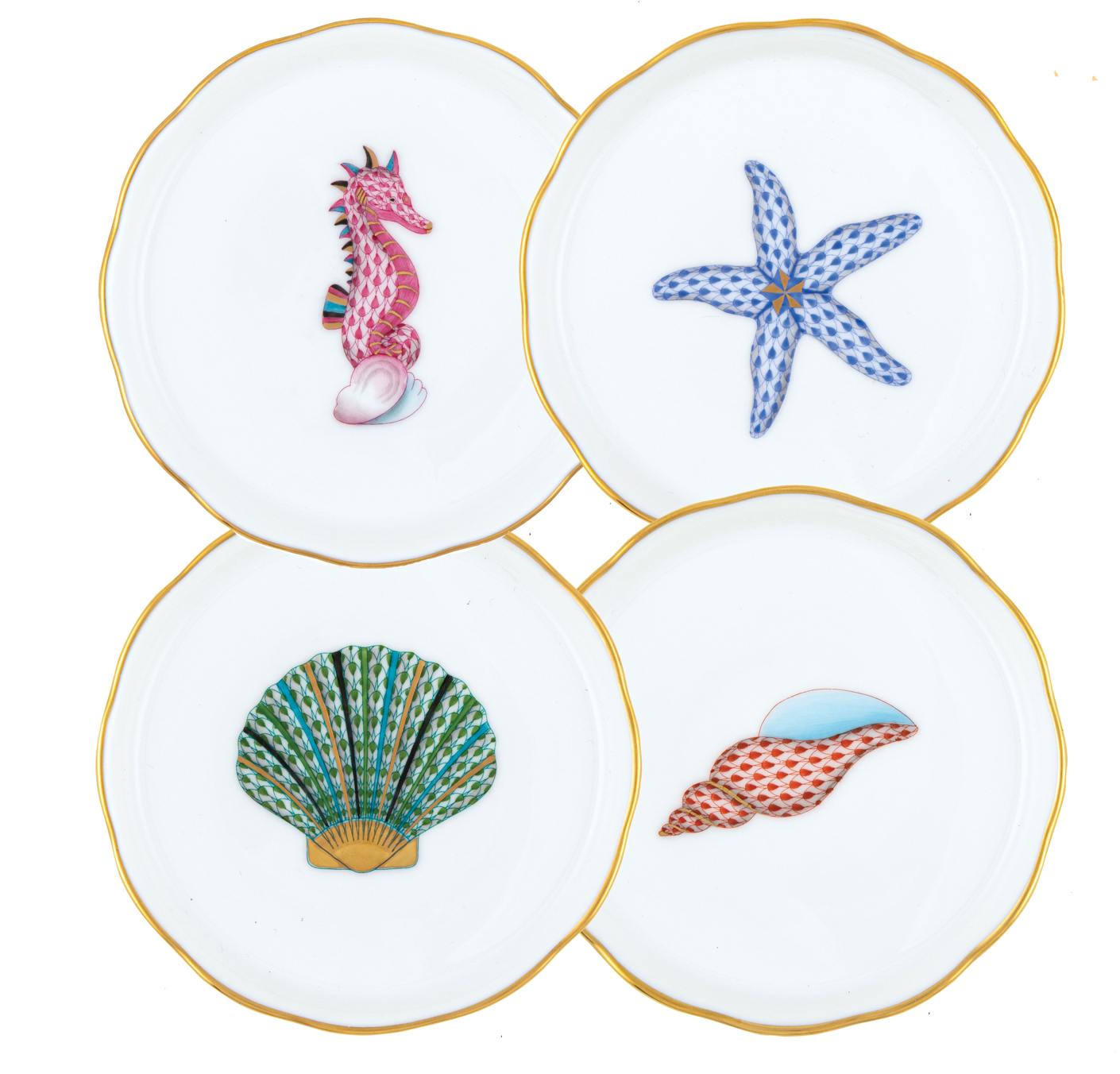 Herend Aquatic Coasters - Set of 4