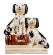 Staffordshire Double Dog on Barrel