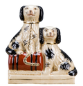 Staffordshire Double Dog on Barrel