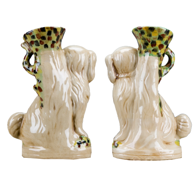 Staffordshire Dog Vase - Cream