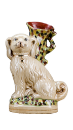 Staffordshire Dog Vase - Cream