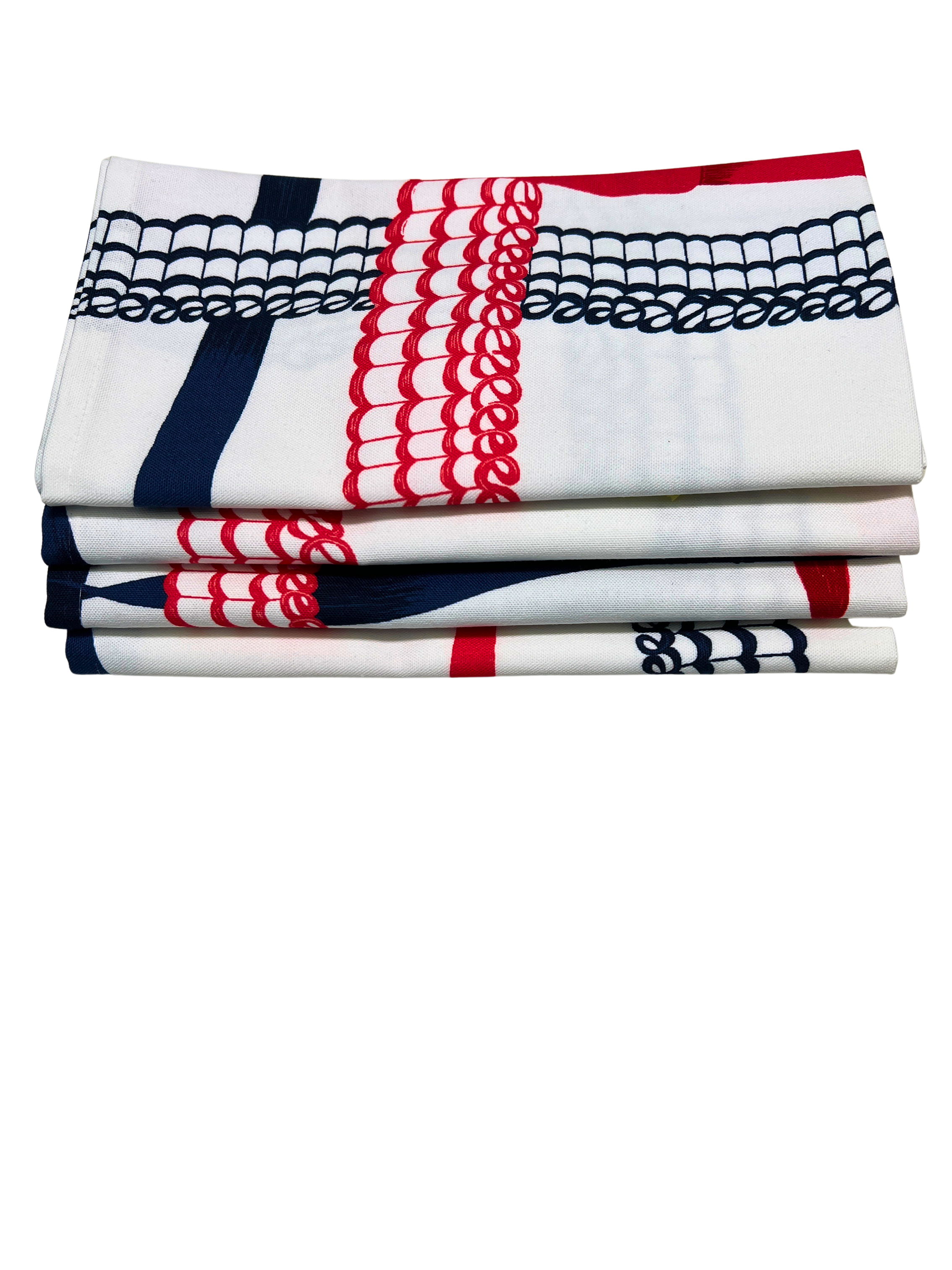 Set of Four Napkins - Nahant Ribbon Red/Blue
