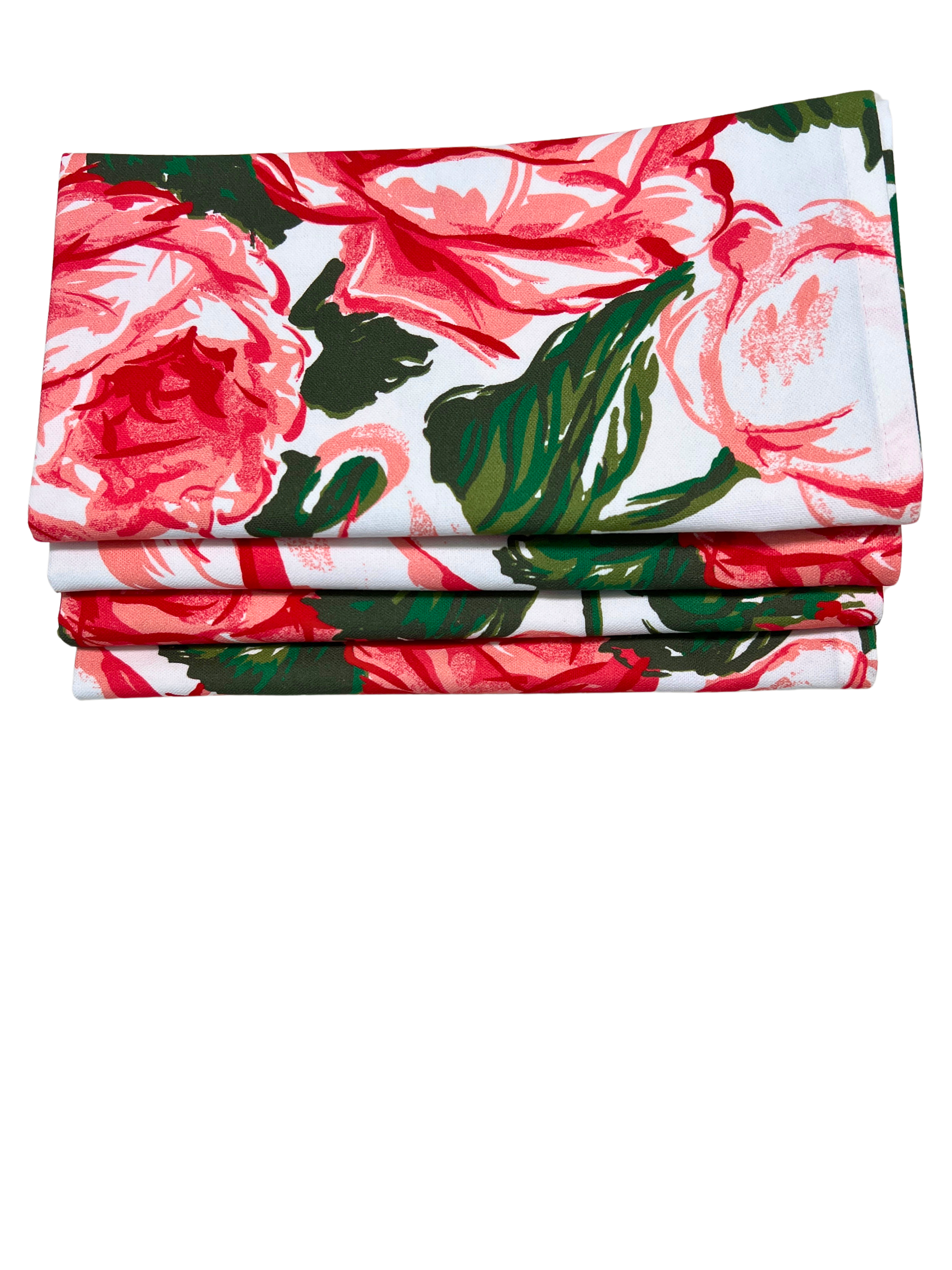Set of Four Napkins - Saratoga Rose Red