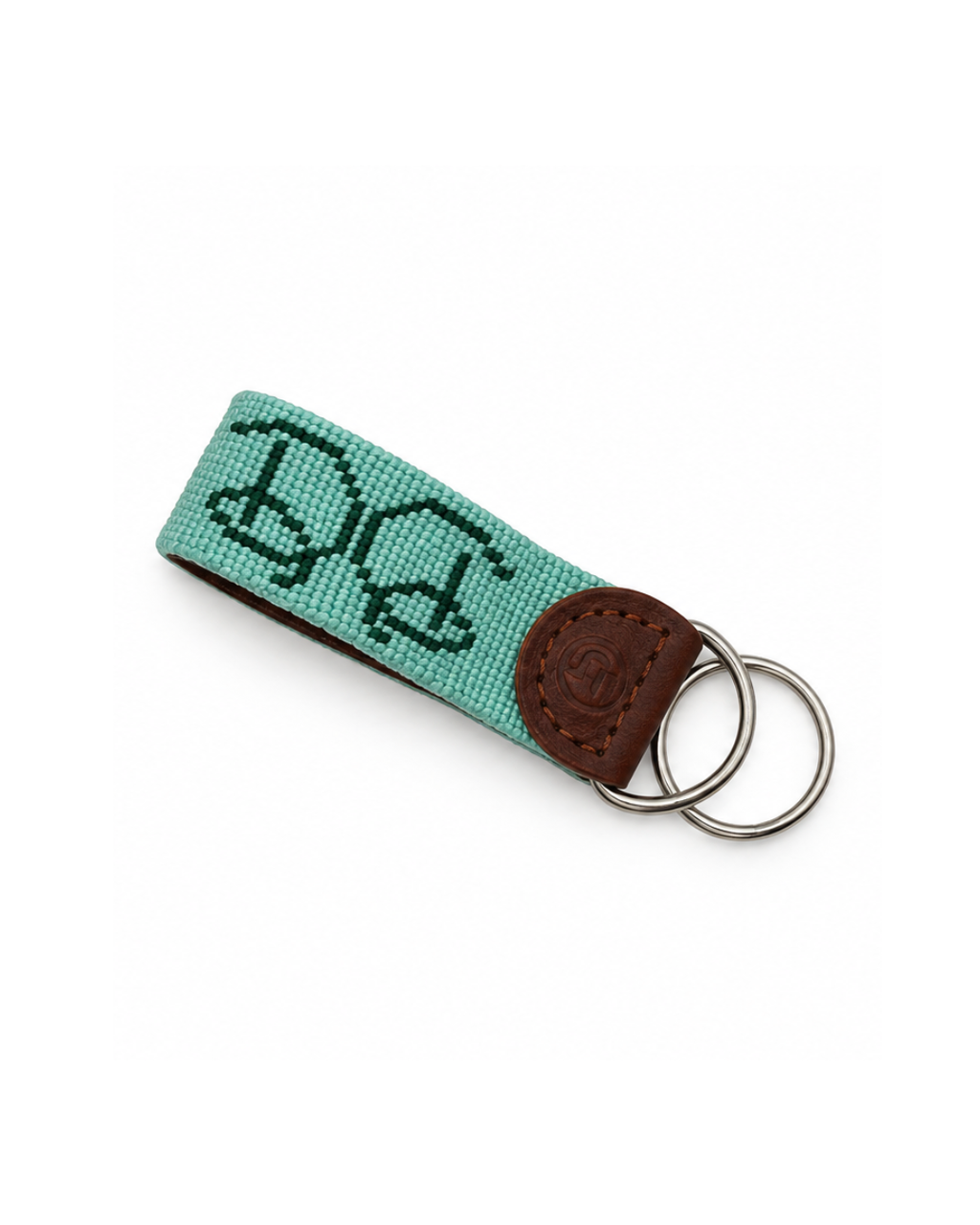 Dorothy Draper Geranium Needlepoint Key Fobs
