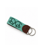 Dorothy Draper Geranium Needlepoint Key Fobs