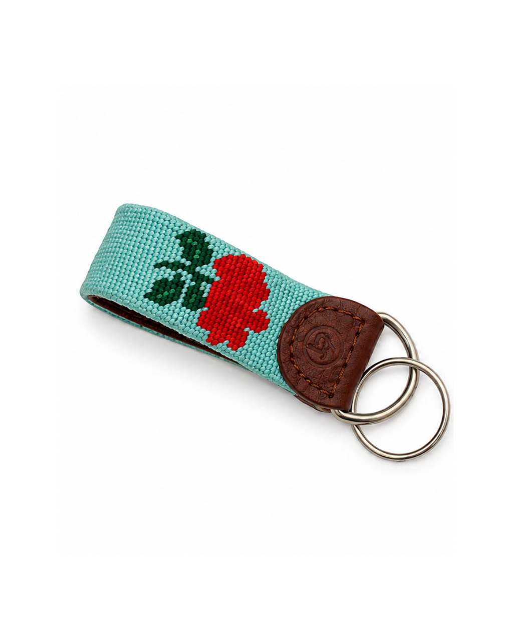 Dorothy Draper Geranium Needlepoint Key Fobs