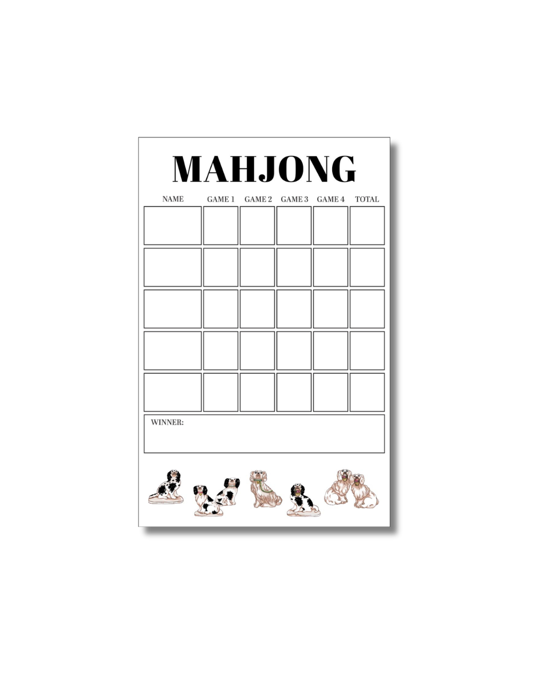 Staffordshire Dogs Mahjong Scorecards
