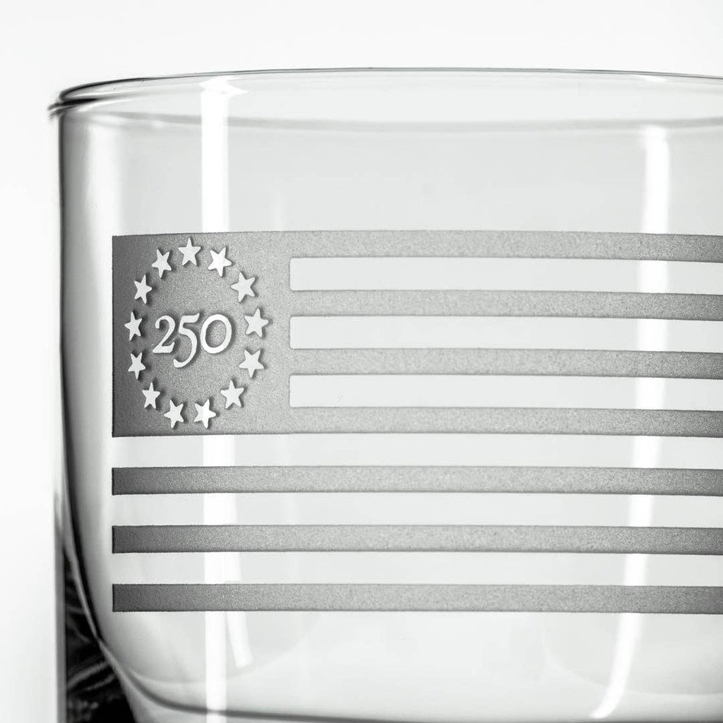 Betsy Ross America 250 Flag Lowball Glass