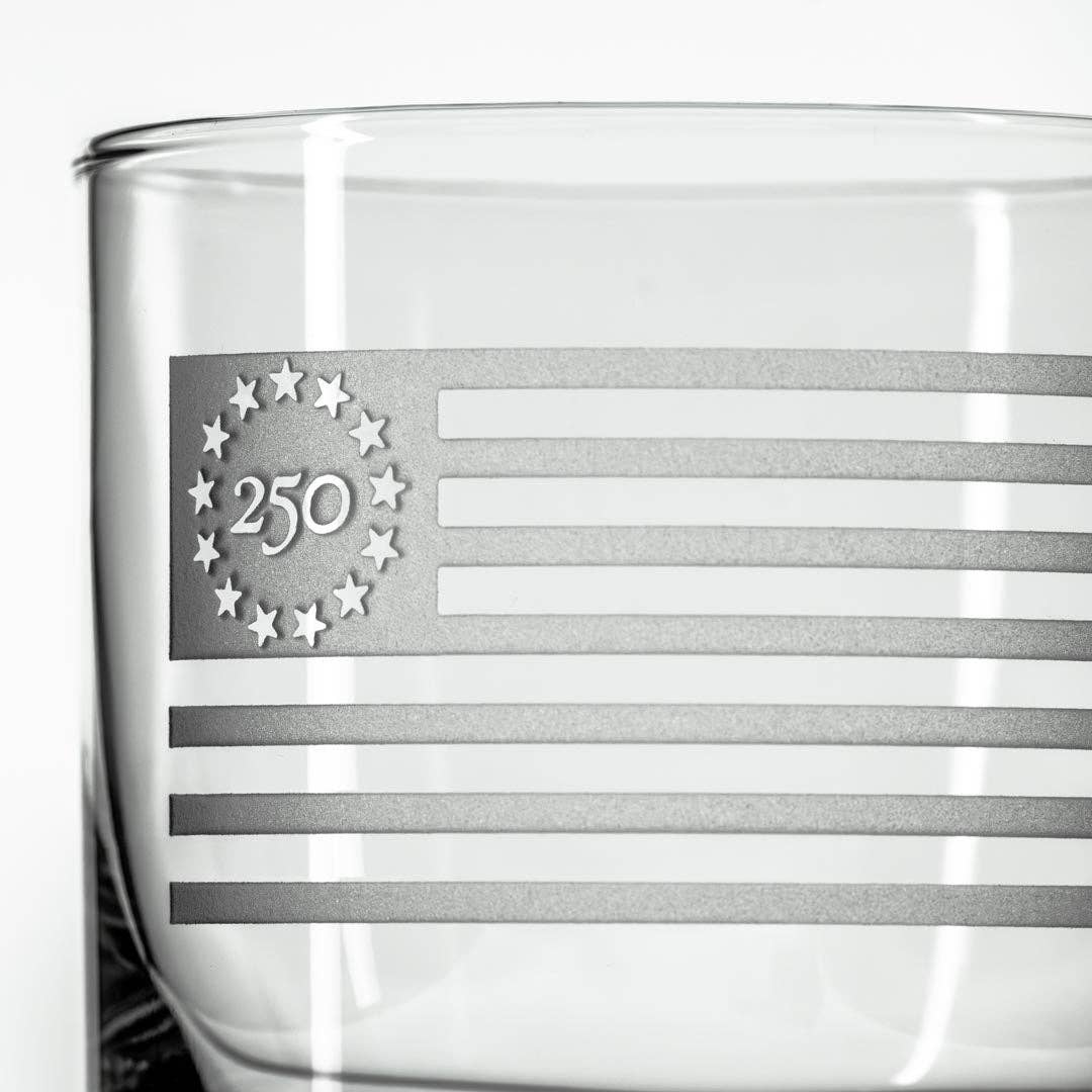 Betsy Ross America 250 Flag Lowball Glass