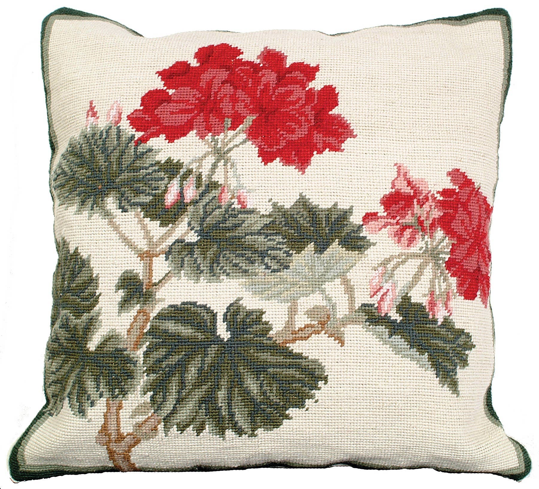 Geranium Needlepoint Pillow