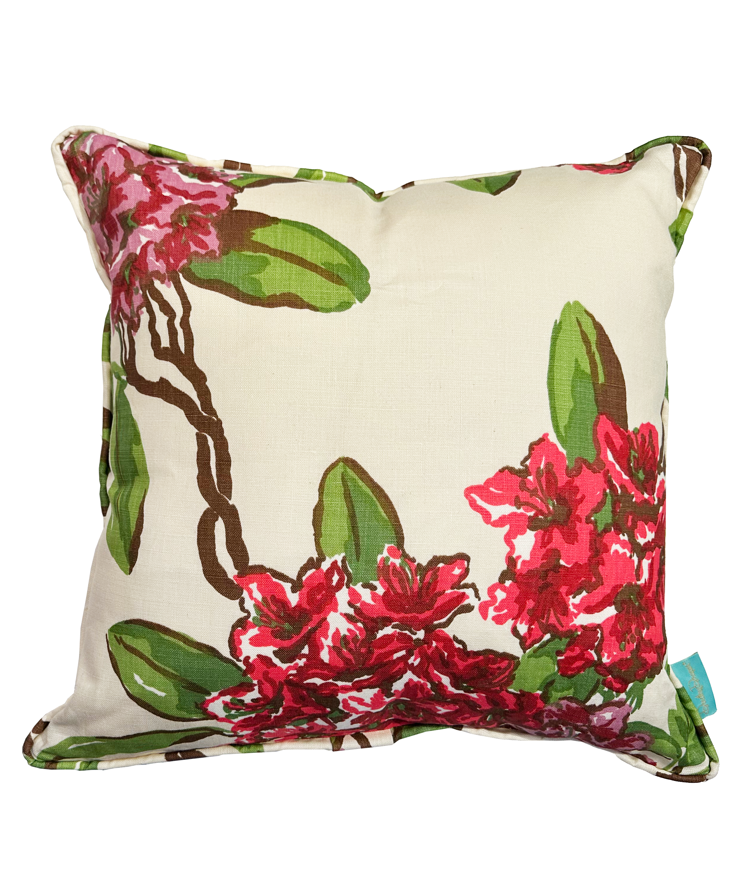 Rhododendron Cream Linen Throw Pillow