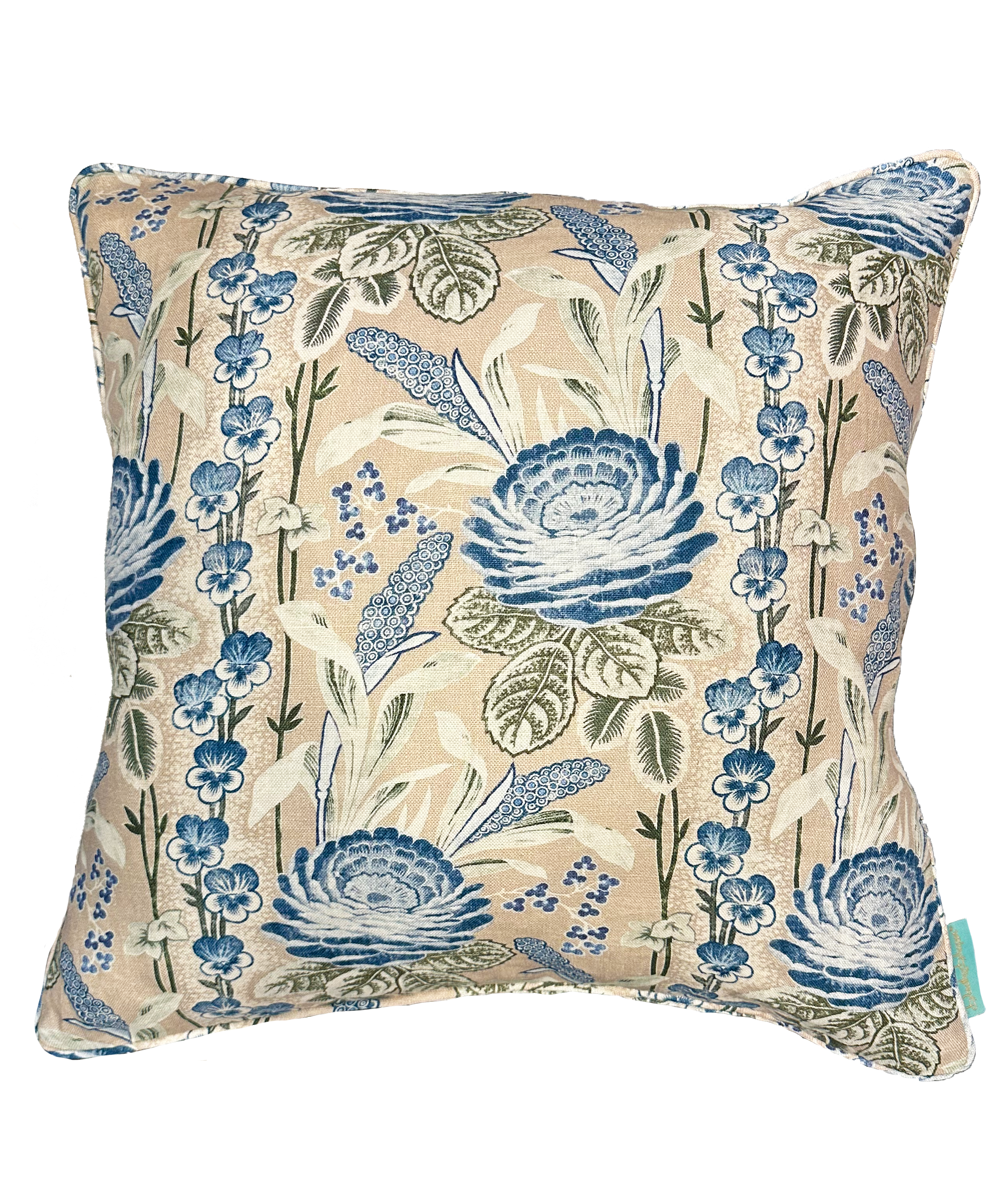 Varennes Sky/Leaf Linen Throw Pillow