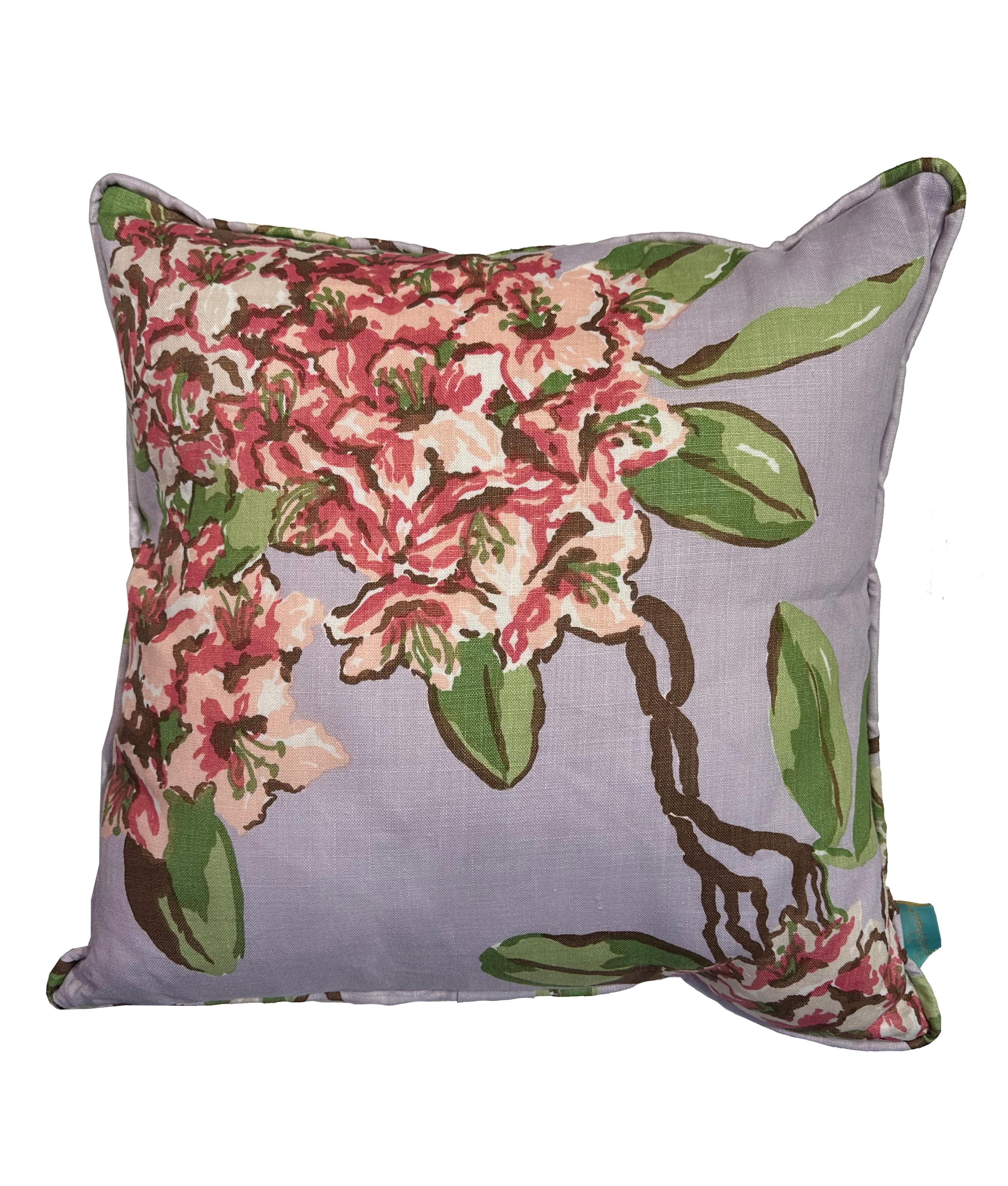 Rhododendron Lilac Linen Throw Pillow