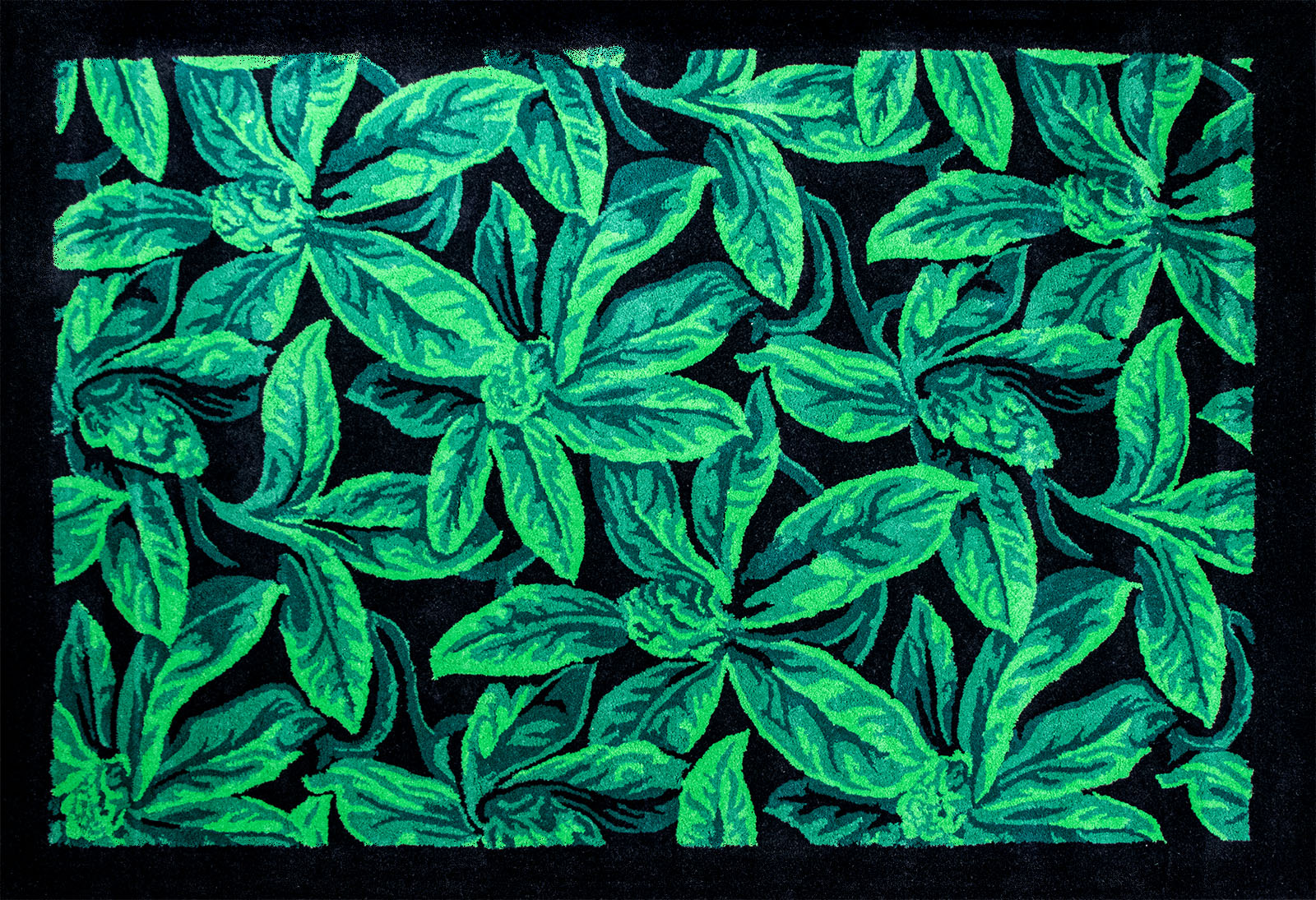 Rhododendron Rug With Straight Black Border