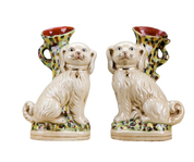 Staffordshire Dog Vase - Cream