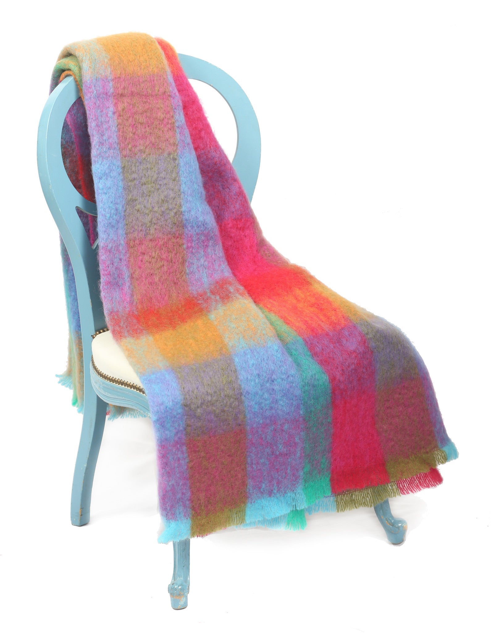 Large Mohair Throw Blanket / Multi - Carleton Varney