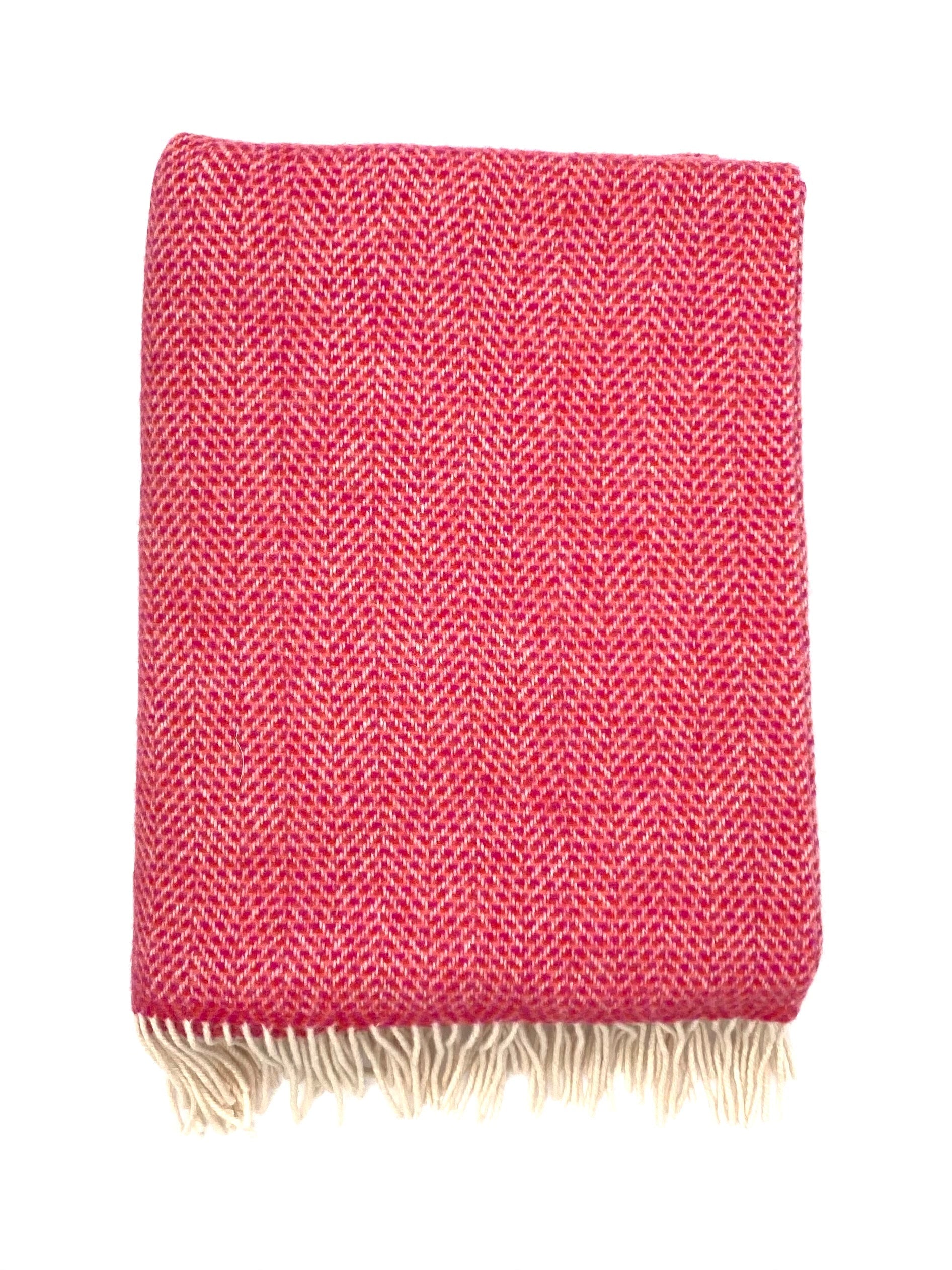 Merino Wool and Cashmere Throw - Cherry