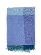 Merino Wool and Cashmere Throw - Aqua/ Lavender Block