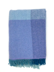 Merino Wool and Cashmere Throw - Aqua/ Lavender Block