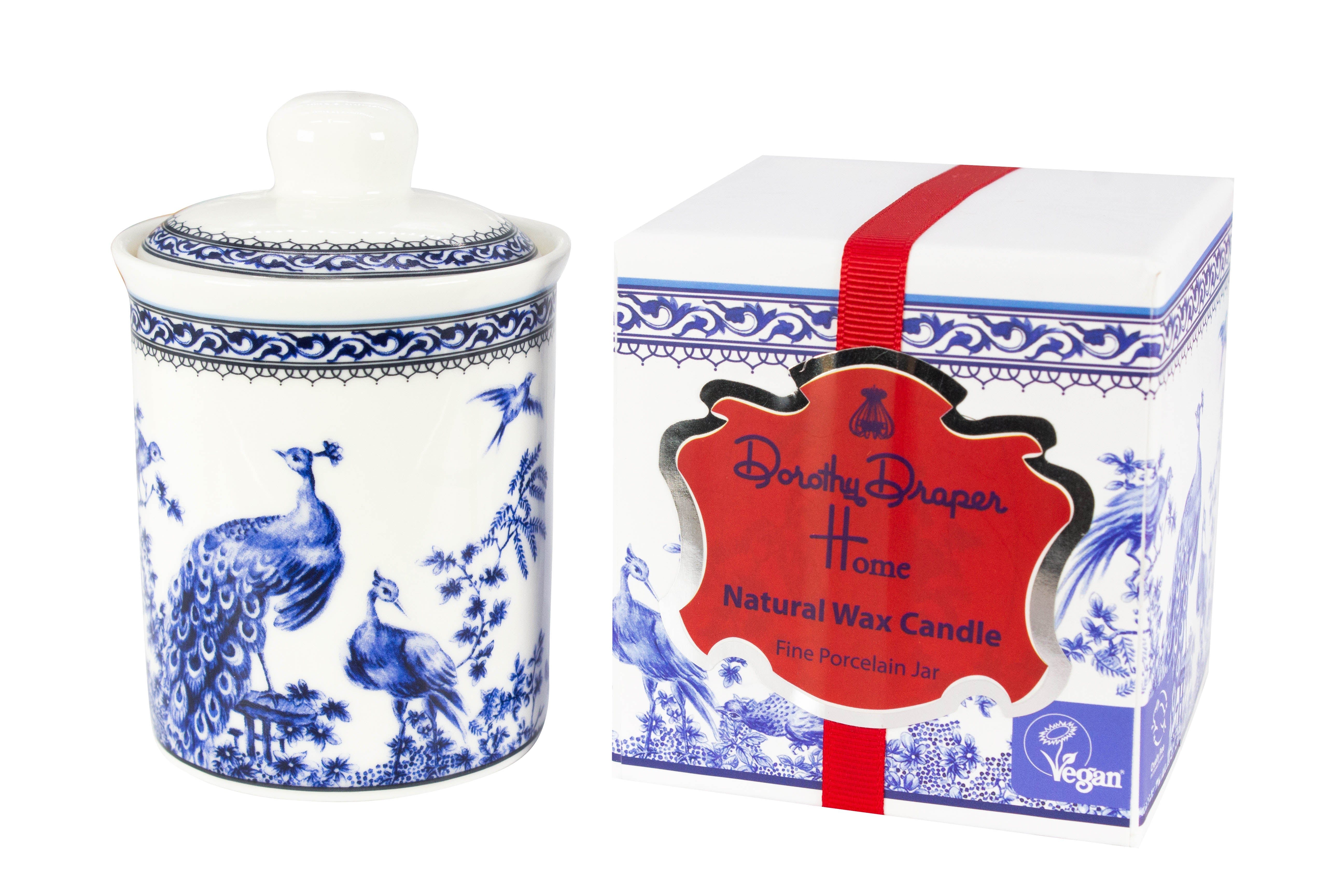Porcelain Jar With Vegan Wax Candle - Snowdrops and Hollyberry