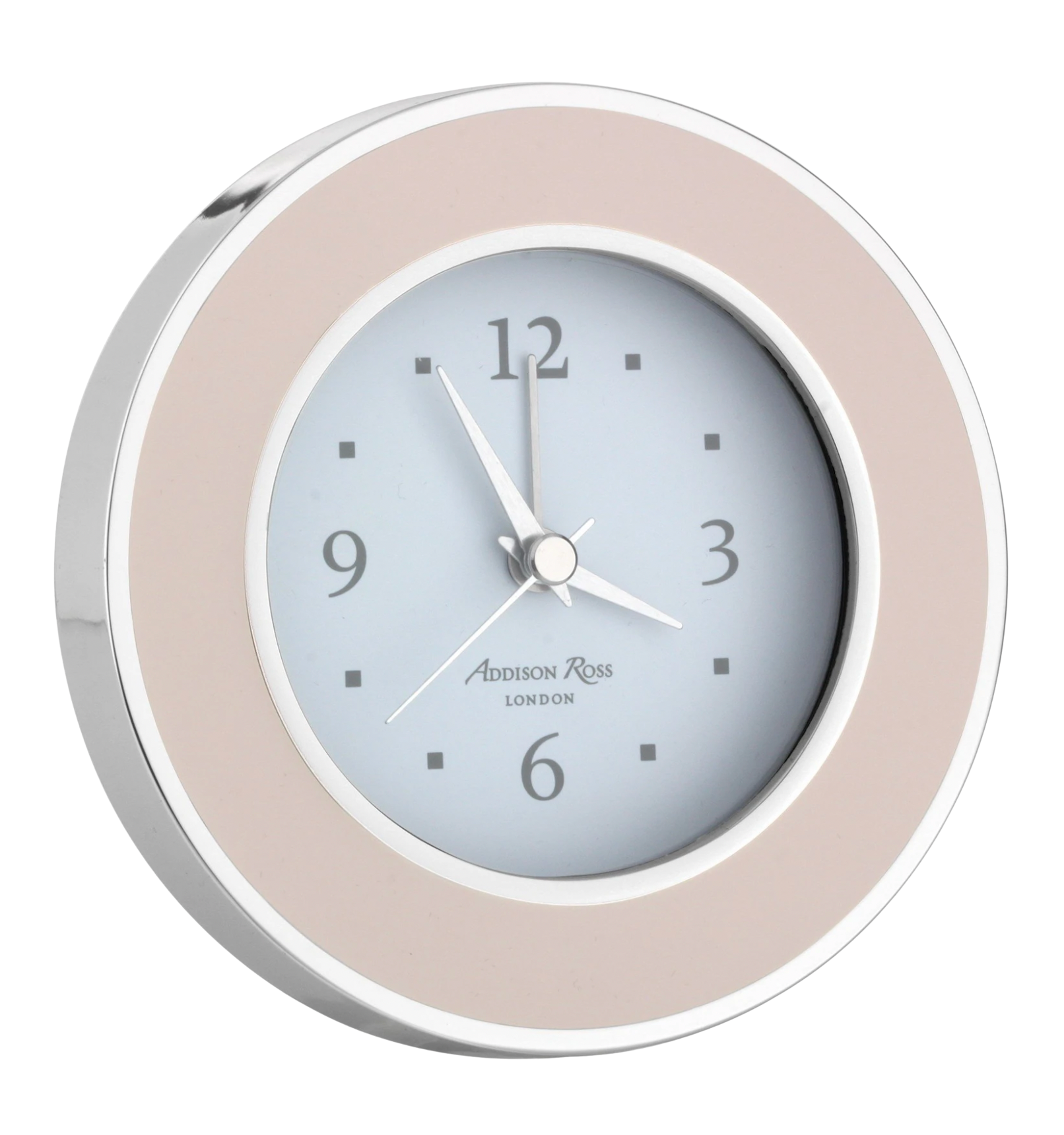 Light Pink Enamel Alarm Clock with Silver accents