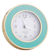 Turquoise Enamel Alarm Clock with Gold Plate accents