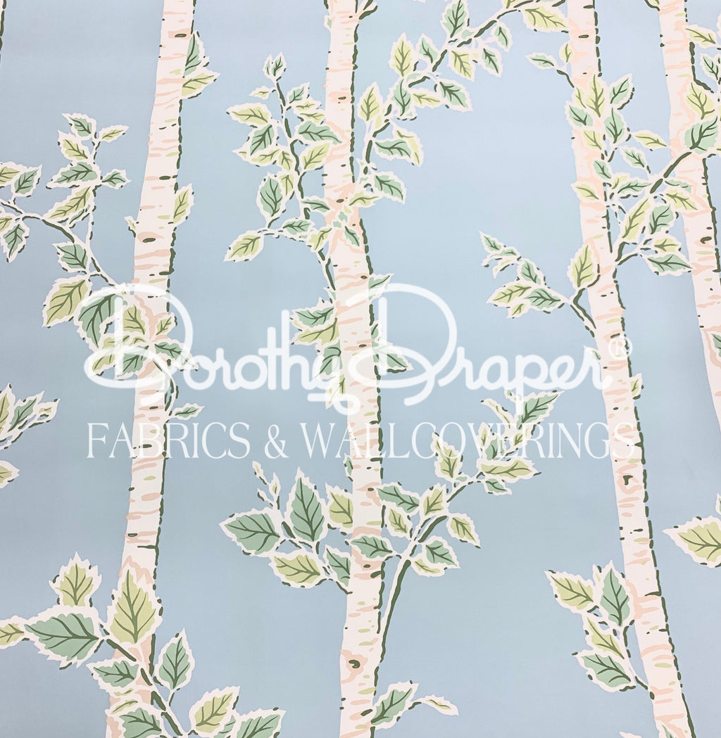 Birch Tree Aqua Wallpaper