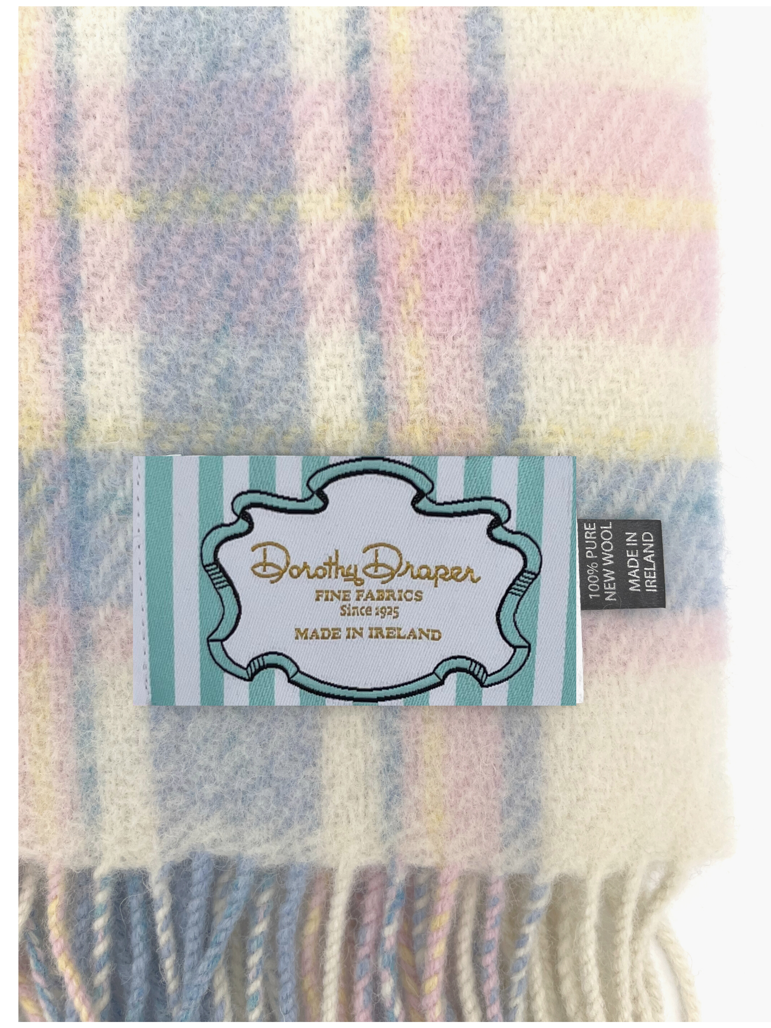 Baby Draper Merino Wool Blanket~Ecru & Plaid