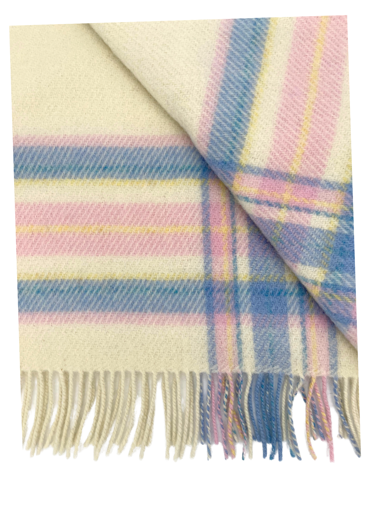 Baby Draper Merino Wool Blanket~Ecru & Plaid